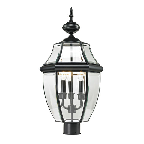 Ashford 3-Light Post Mount Lantern in Black - Large Outdoor Lighting Thomas Lighting 