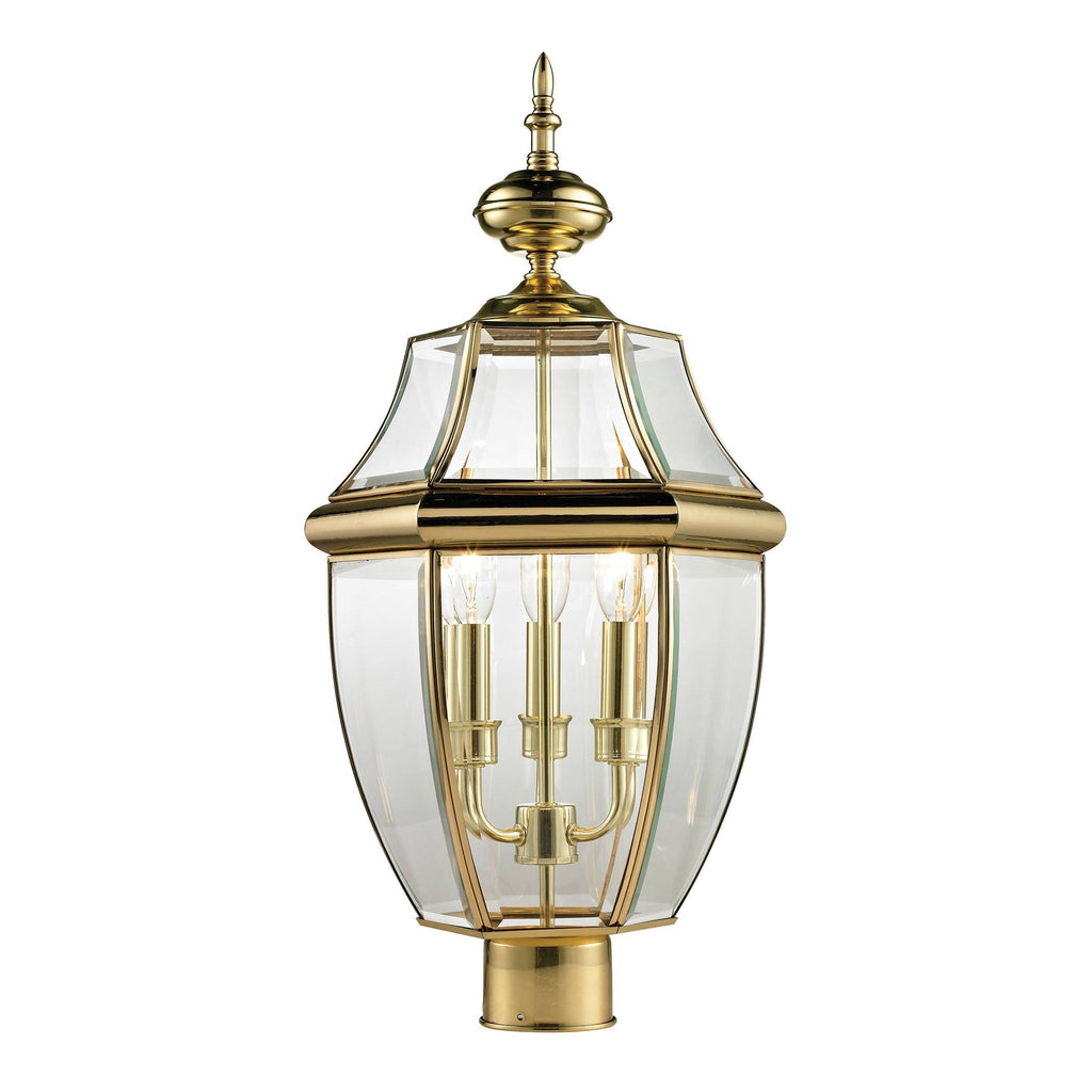 Ashford 3-Light Post Mount Lantern in Antique Brass - Large Outdoor Lighting Thomas Lighting 