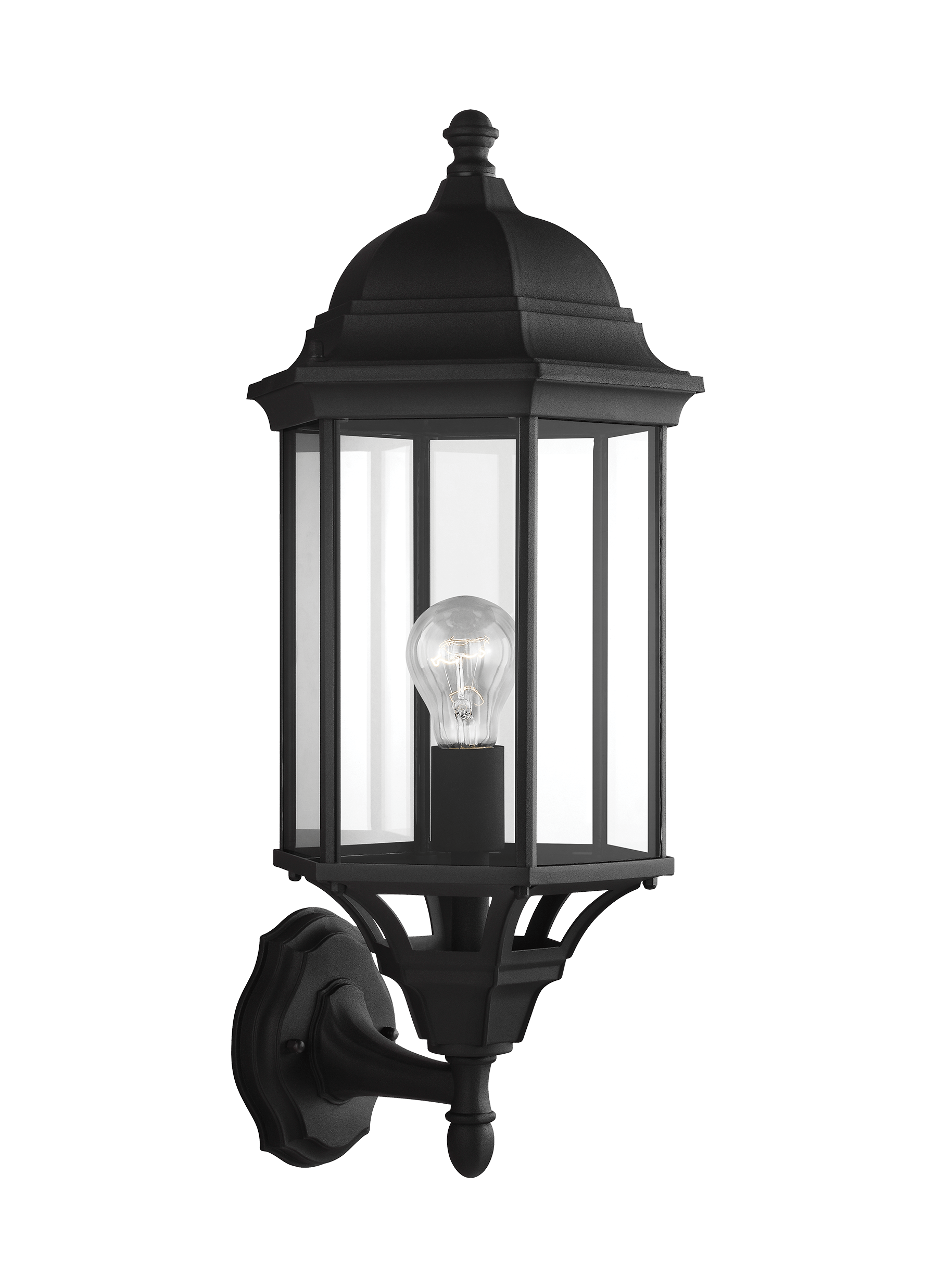Sevier Large One Light Uplight Outdoor Wall Lantern - Black Outdoor Sea Gull Lighting 