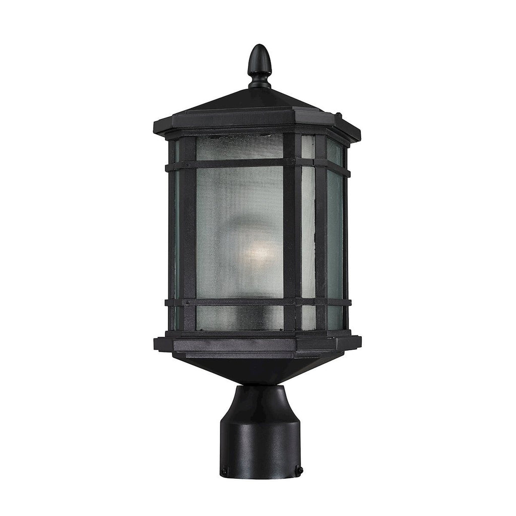 Lowell 1 Light Outdoor Post Lantern In Matte Black Outdoor Post Elk Lighting 