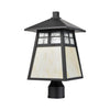 Cottage 1-Light Post Mount in Matte Black with Antique White Art Glass and Clear Textured Glass Outdoor Elk Lighting 