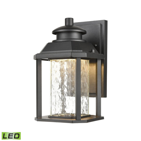 Irvine 10"h LED Black Outdoor Wall Light with Seedy Glass Wall Elk Lighting Default Value 