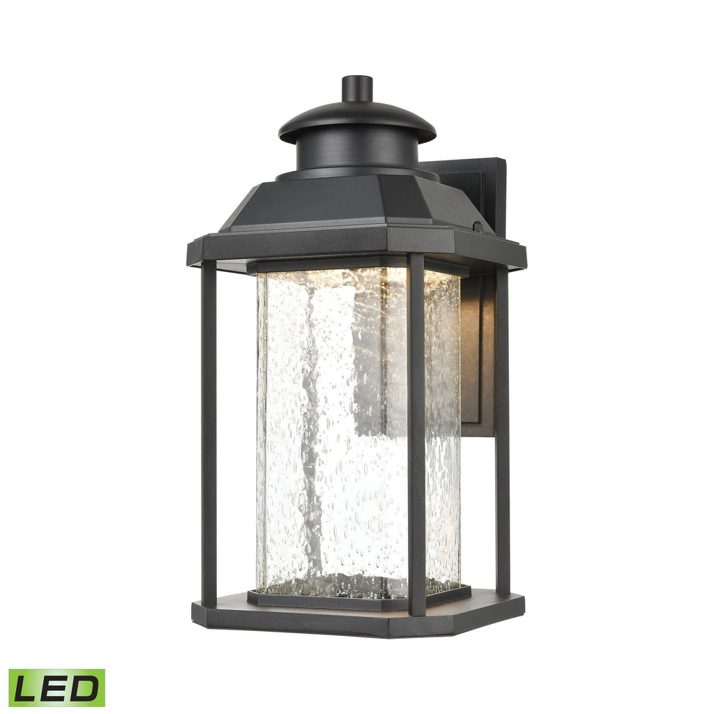 Irvine 16"h LED Black Outdoor Wall Light with Seedy Glass Outdoor Elk Lighting Default Value 