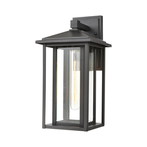 Solitude 15"h Black Outdoor Wall Light with Clear Glass Wall Elk Lighting Default Value 