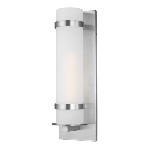 Alban Large One Light Outdoor Wall Lantern - Satin Aluminum Outdoor Sea Gull Lighting 