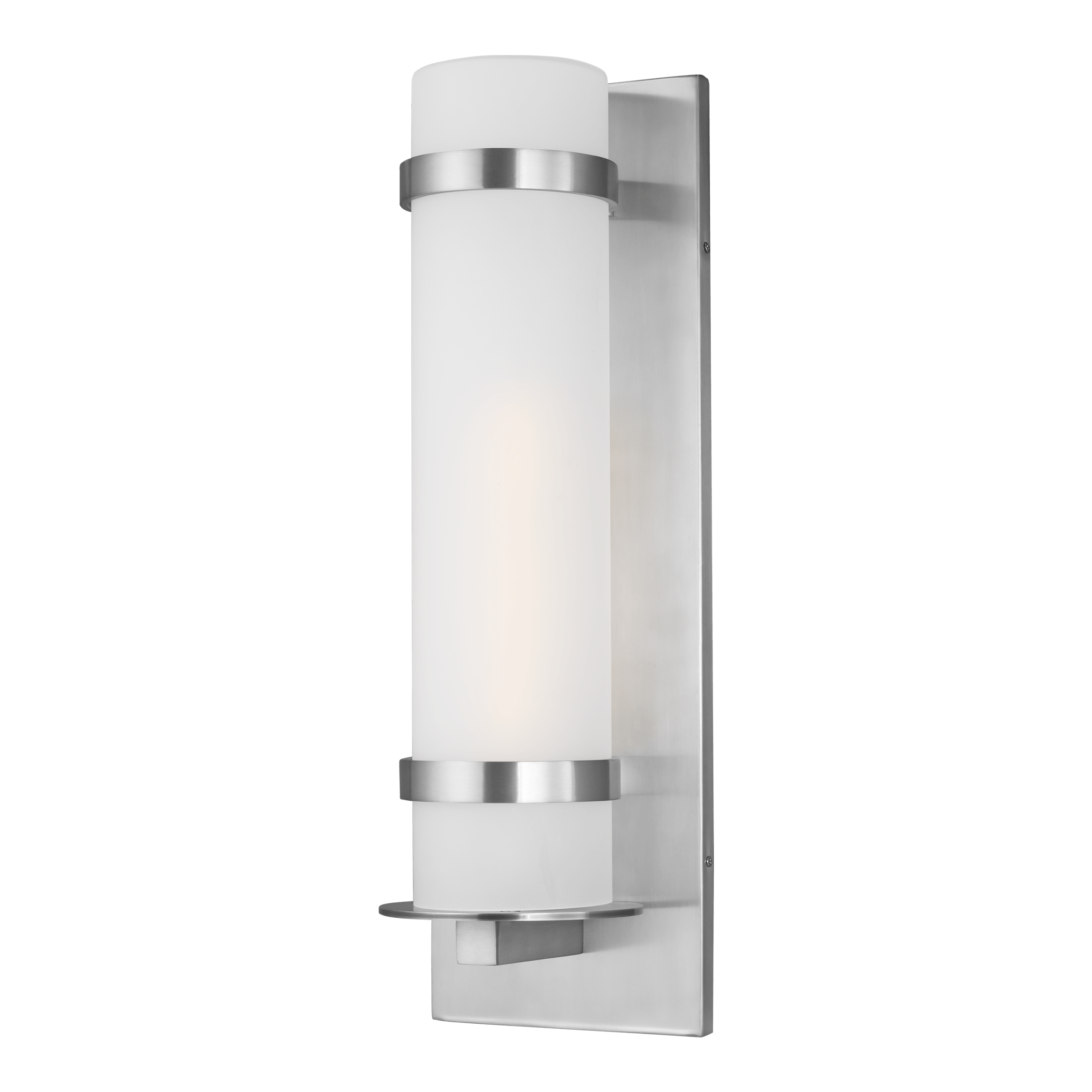 Alban Large One Light Outdoor LED Wall Lantern - Satin Aluminum Outdoor Sea Gull Lighting 