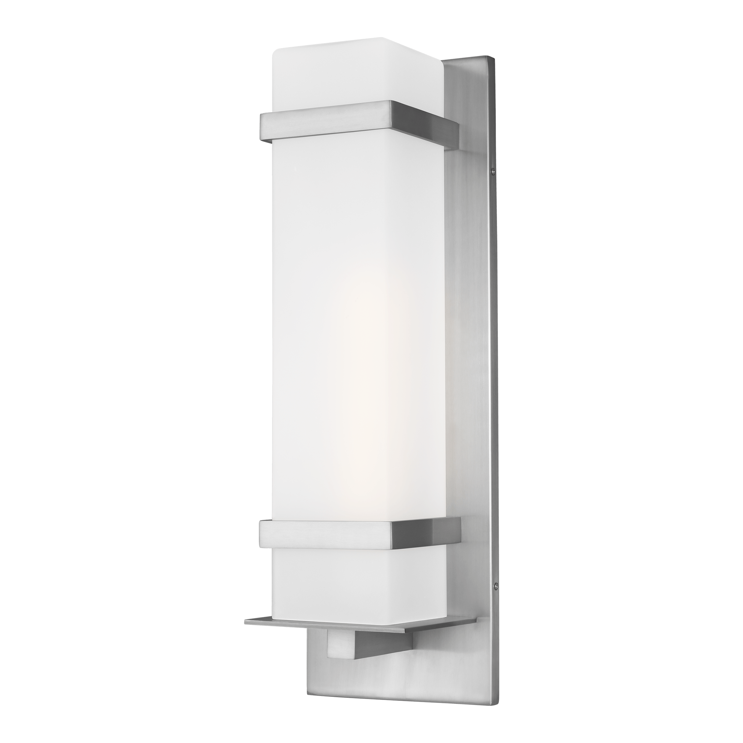 Alban Large One Light Outdoor Wall Lantern - Satin Aluminum Outdoor Sea Gull Lighting 