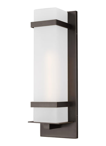 Alban 21"h Outdoor Wall Lantern with Squared Opal Glass - Bronze Outdoor Sea Gull Lighting 