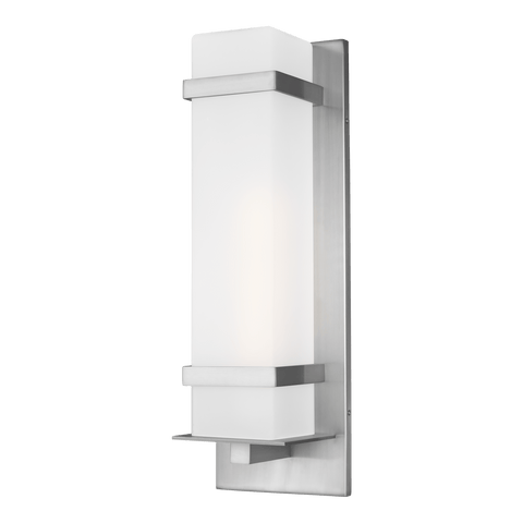 Alban Large One Light Outdoor LED Wall Lantern - Satin Aluminum