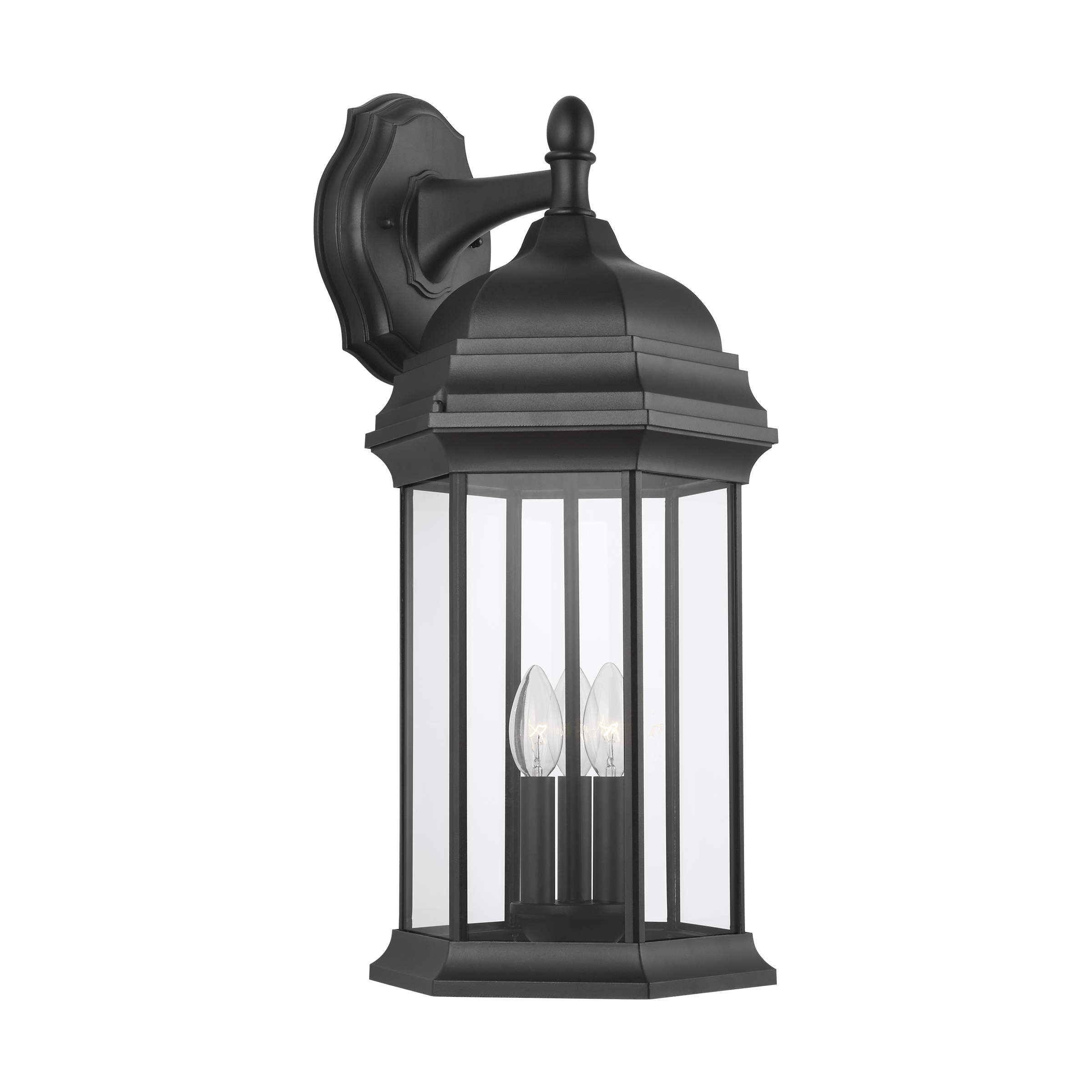 Sevier Extra Large Three Light Downlight Outdoor Wall Lantern - Black Outdoor Sea Gull Lighting 
