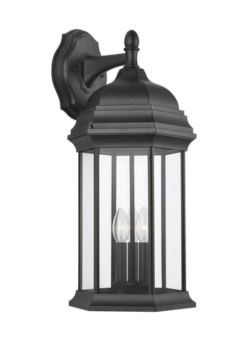 Sevier Extra Large Three Light Downlight Outdoor LED Wall Lantern - Black Outdoor Sea Gull Lighting 