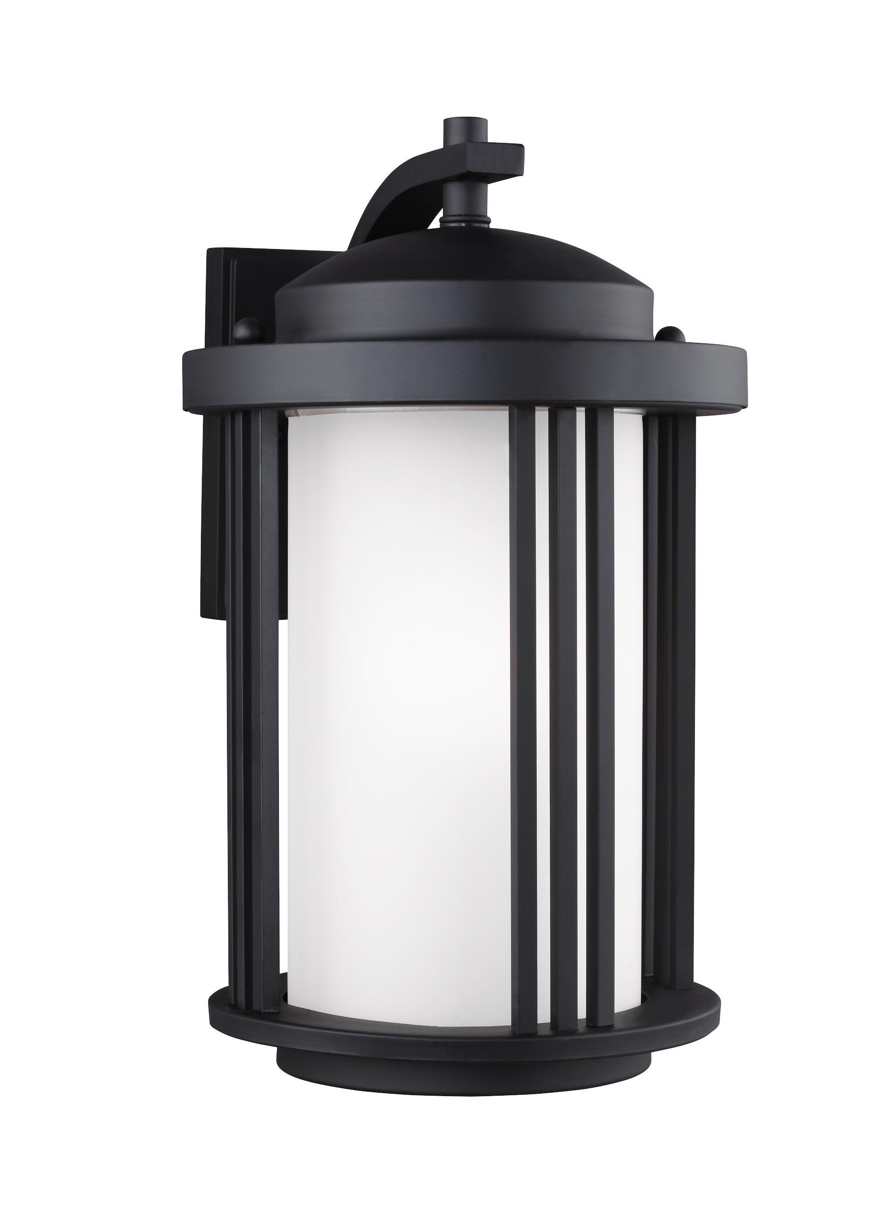 Crowell Medium One Light Outdoor LED Wall Lantern - Black Outdoor Sea Gull Lighting 