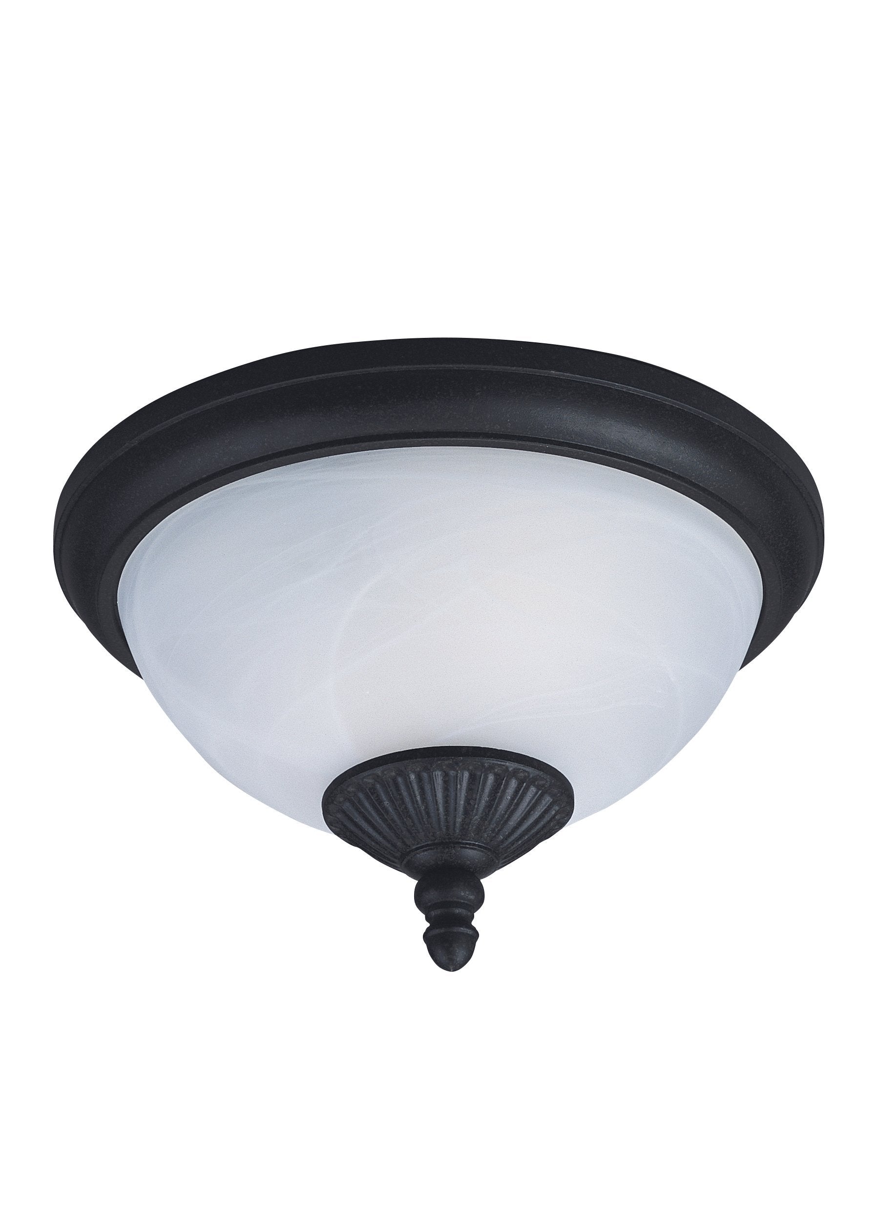 Yorktown Two Light Outdoor Ceiling Flush Mount - Forged Iron Outdoor Sea Gull Lighting 
