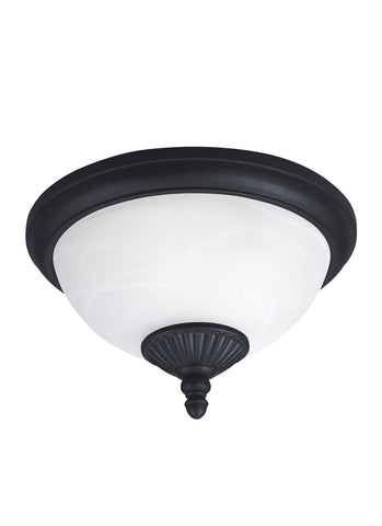 Yorktown Two Light Outdoor Ceiling LED Flush Mount - Forged Iron Outdoor Sea Gull Lighting 