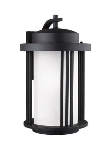 Crowell Large One Light Outdoor LED Wall Lantern - Black Outdoor Sea Gull Lighting 