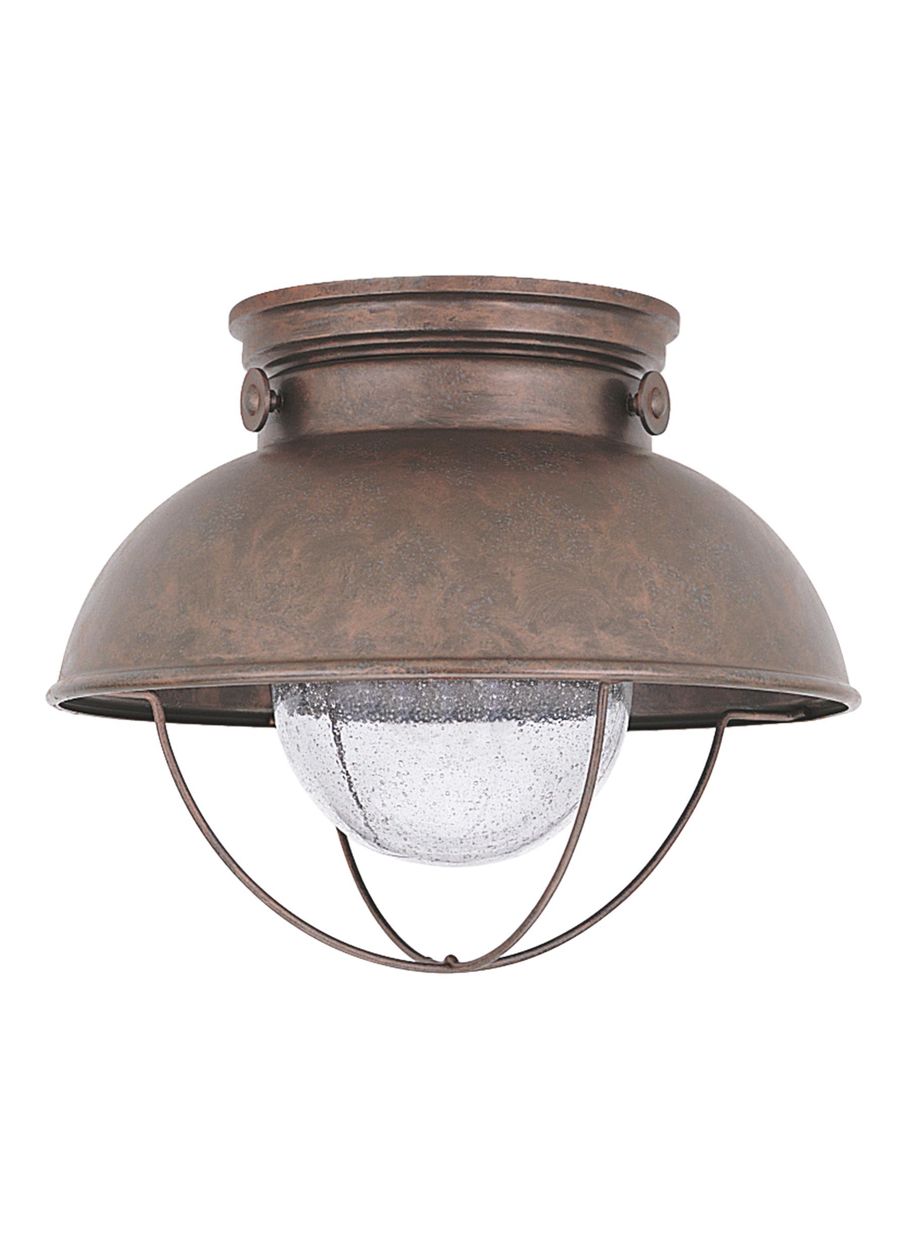 Sebring LED Outdoor Ceiling Flush Mount - Weathered Copper Outdoor Sea Gull Lighting 