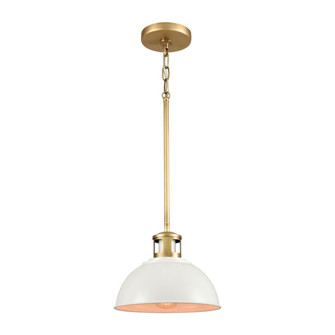 Lyndon 1-Light Mini Pendant in Brass with White Metal Shade