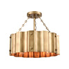 Clausten 3-Light Semi Flush in Natural Brass with Natural Brass Metal Shade