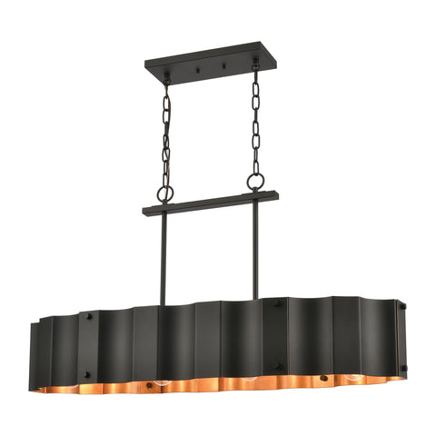 Clausten 4-Light Island Light in Black and Gold with Black Metal Shade