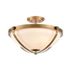 Connelly 3-Light Semi Flush in Natural Brass with Frosted Glass
