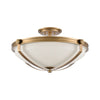 Connelly 4-Light Semi Flush in Natural Brass with Frosted Glass