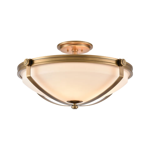 Connelly 4-Light Semi Flush in Natural Brass with Frosted Glass