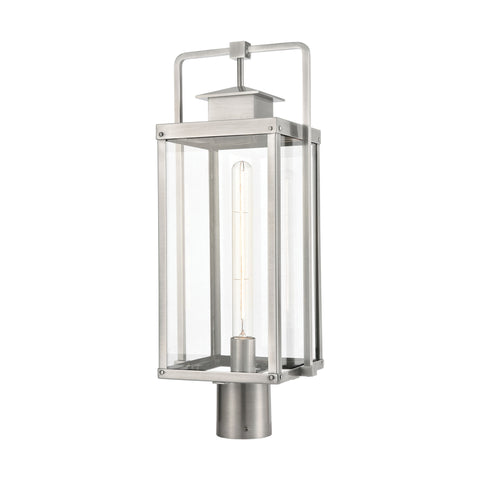 Crested Butte 1-Light Outdoor Post Mount in Antique Brushed Aluminum with Clear Glass Enclosure