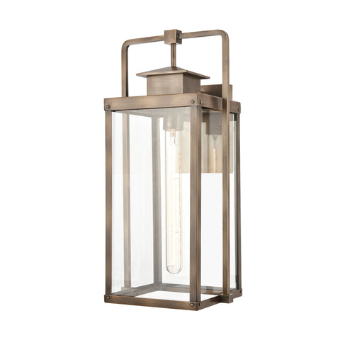Crested Butte 1-Light Outdoor Sconce in Vintage Brass with Clear Glass Enclosure