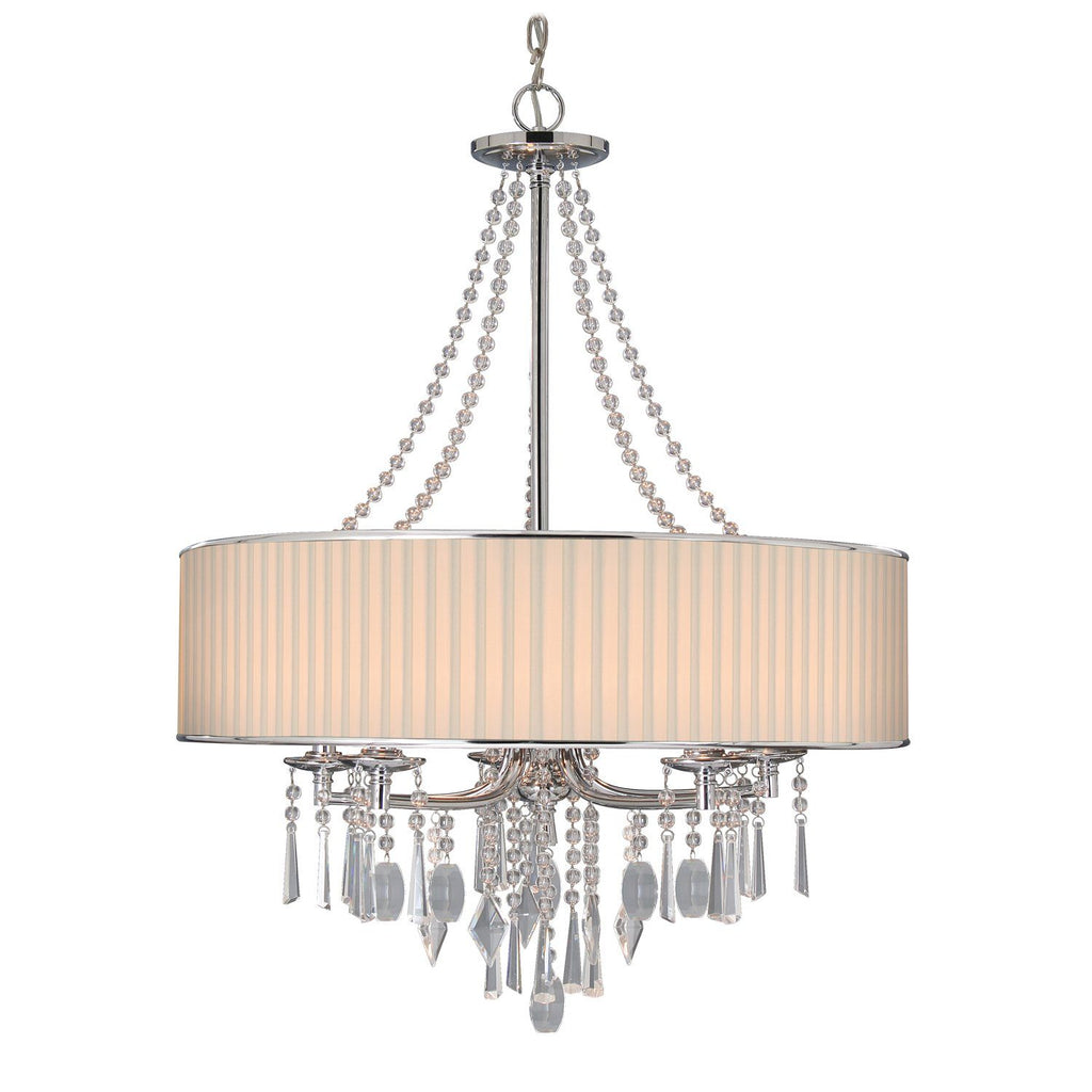 Echelon 5 Light Chandelier in Chrome with Bridal Veil Shade Ceiling Golden Lighting 