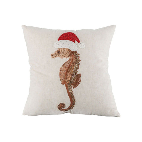 Santa Seahorse 20x20 Holiday Pillow