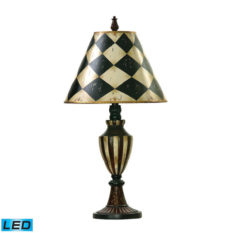 Harlequin And Stripe Urn LED Table Lamp in Black And Antique White Lamps Dimond Lighting 