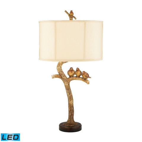 Three Bird 1 Light LED Table Lamp in Gold Leaf And Black Lamps Dimond Lighting 