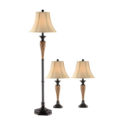 Lorenzo Lamp Set - Two Table Lamps and One Floor Lamp Lamps Stein World 