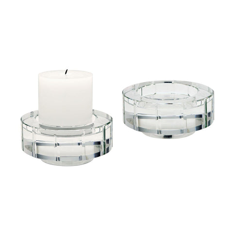 Large Round Windowpane Crystal Candleholders - Set of 2 Accessories Dimond Home 