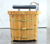 61" Free Standing Cedar Wooden Bathtub with Chrome Tub Filler