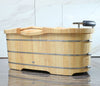 61" Free Standing Wooden Bathtub with Cushion Headrest