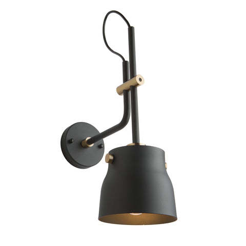 Euro Industrial 6.25 in. wide Black and Brass Wall Light Wall Artcraft 