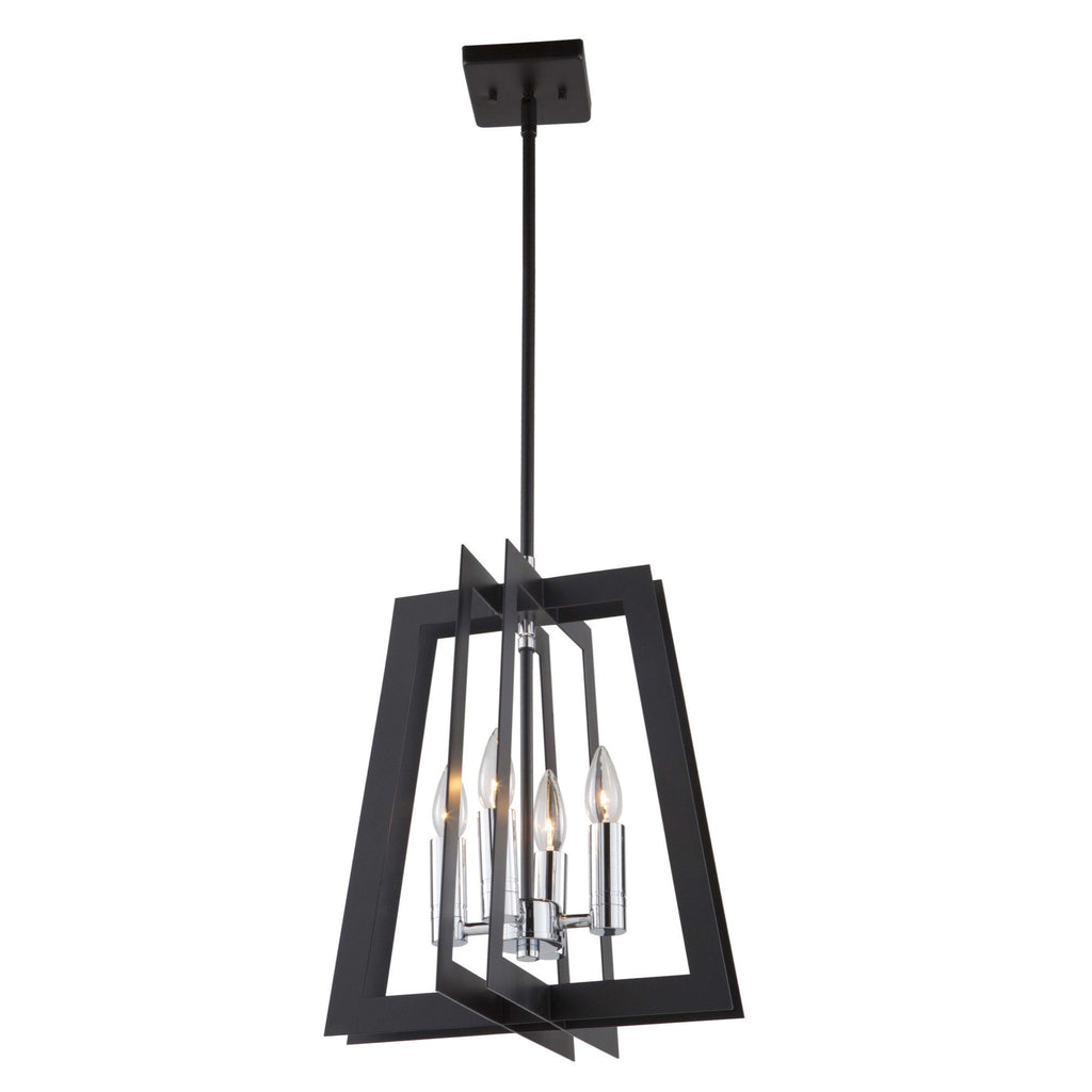 Carlton 14 in. wide Black and Polished Nickel Chandelier Ceiling Artcraft 