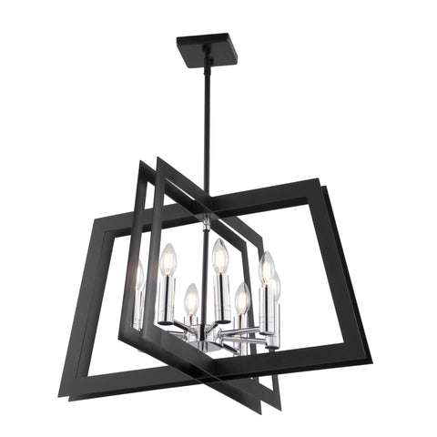 Carlton 26 in. wide Black and Polished Nickel Chandelier Ceiling Artcraft 