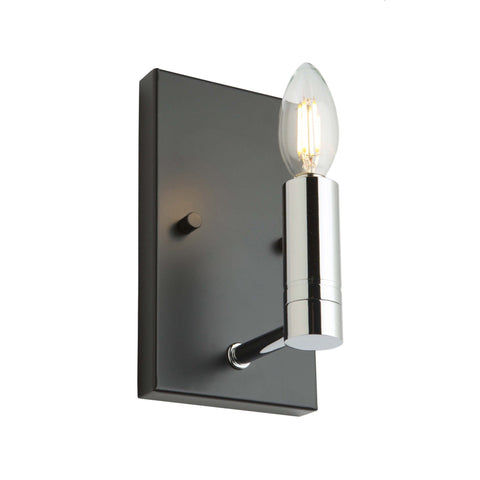 Carlton 4.5 in. wide Black and Polished Nickel Wall Light Wall Artcraft 