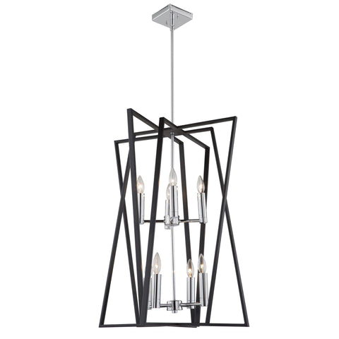 Middleton 23 in. wide Black and Polished Chrome Chandelier Ceiling Artcraft 