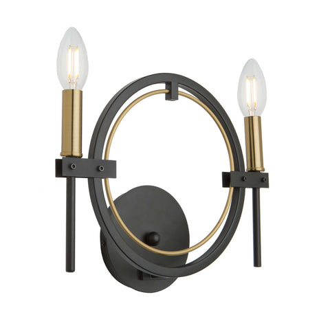 Anglesey 12.5 in. wide Black and Brass Wall Light Wall Artcraft 