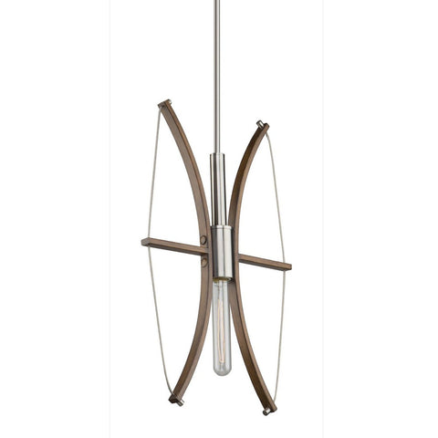 Arco 12 in. wide Wood and Brushed Nickel Pendant Ceiling Artcraft 