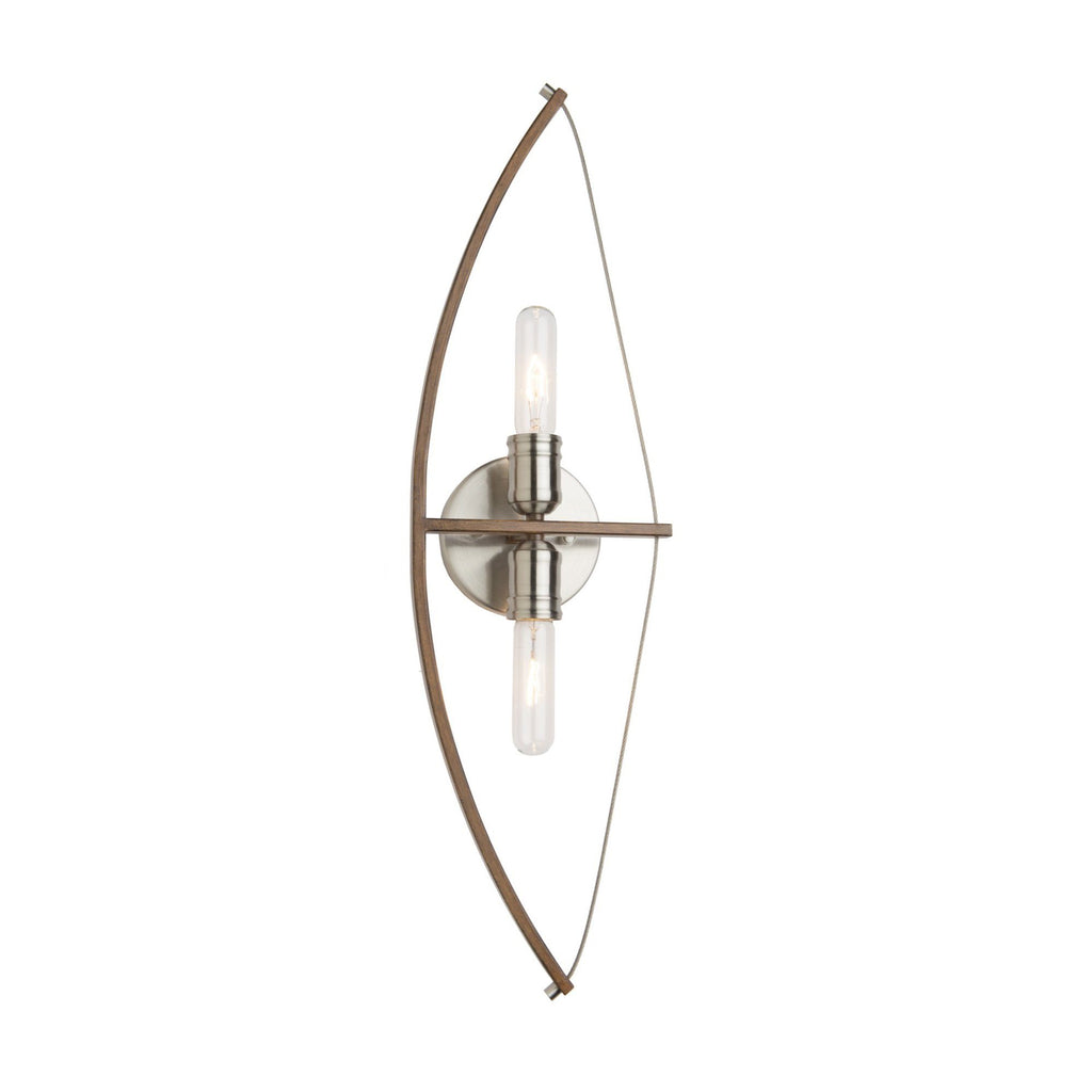 Arco 18 in. wide Wood and Brushed Nickel Wall Light Wall Artcraft 