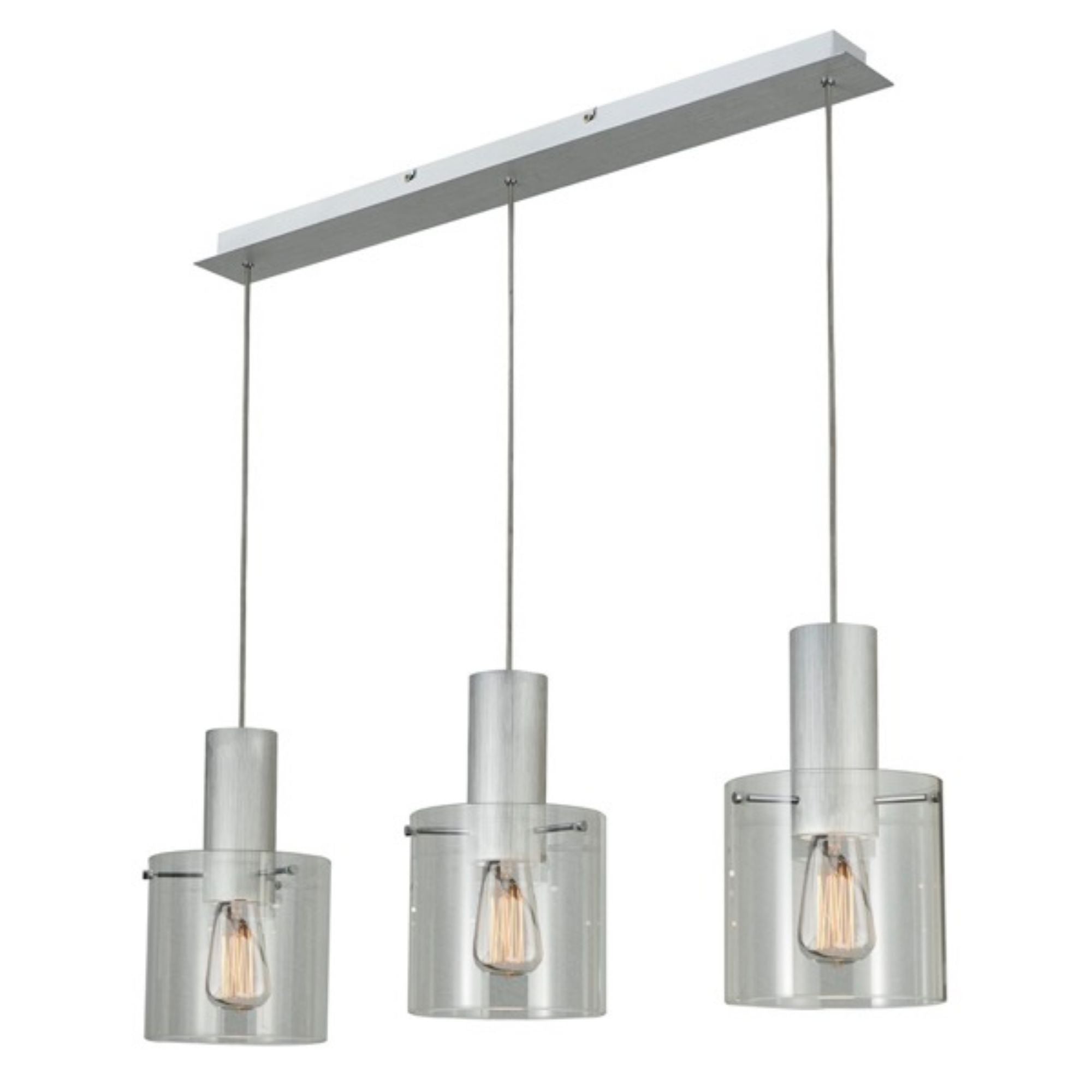 Henley 40"w Linear Multi Pendant - Brushed Aluminum & Clear Glass
