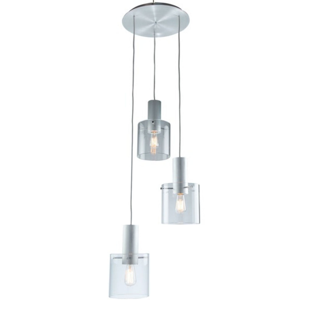 Henley 19.75 inch wide Pendant - Brushed Aluminum & Clear Glass