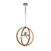 Abbey 18 inch wide Pendant - Faux Wood & Polished Nickel