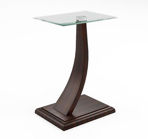 Forlen Modern Glass Top Side Table Dark Walnut Furniture Enitial Lab 