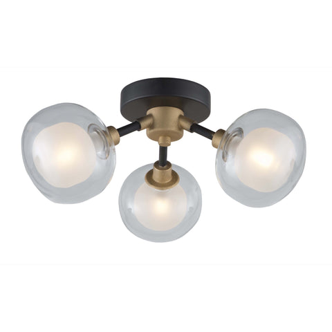 Grappolo 14 in. wide Black and Vintage Gold Flush Mount Ceiling Artcraft 
