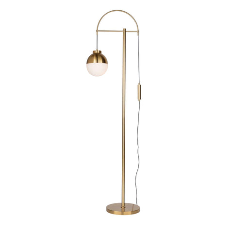 Cortina 65"h Floor Lamp - Brass & Opal Glass